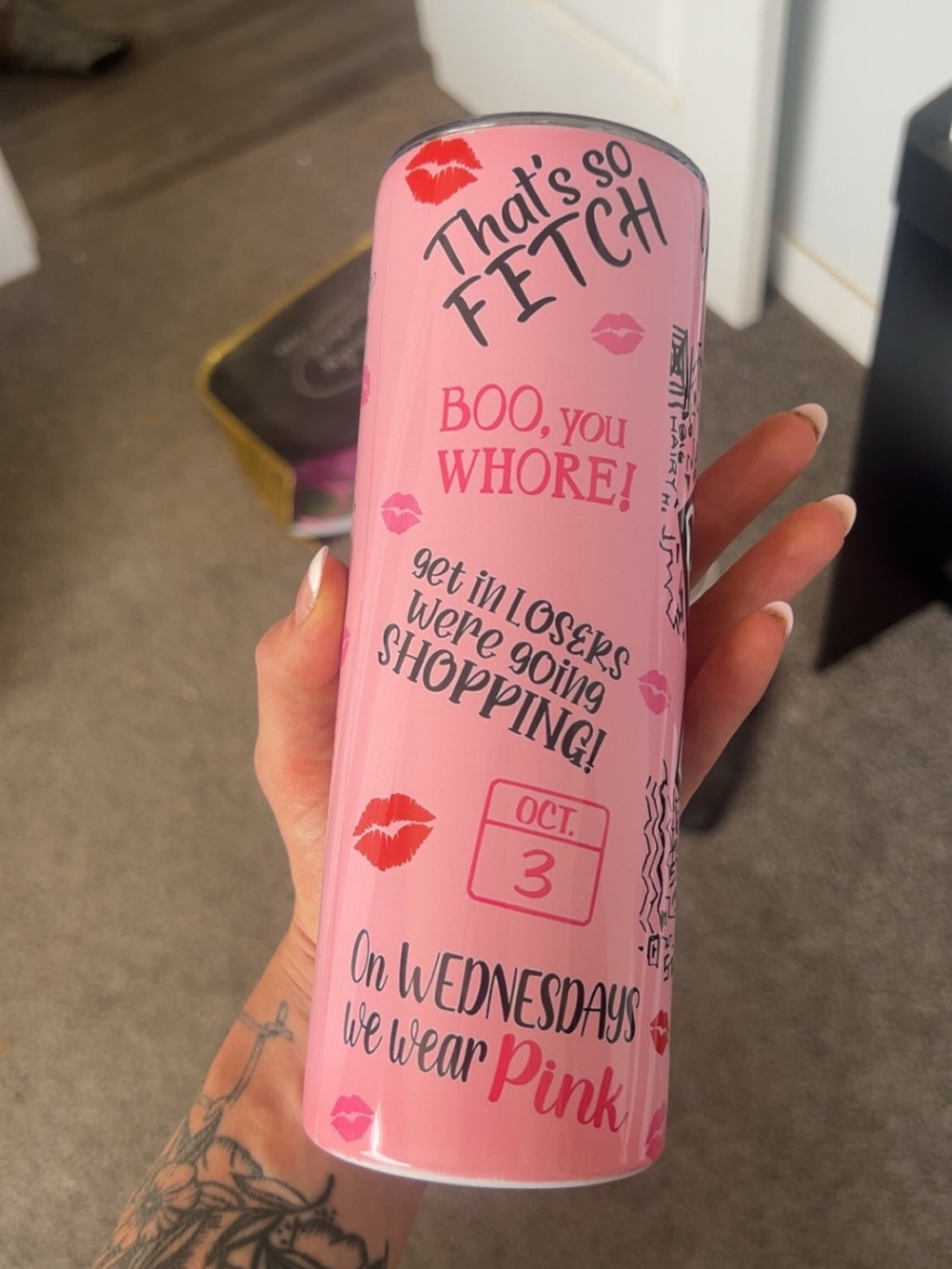 Pink "That's So Fetch" Quote Tumbler